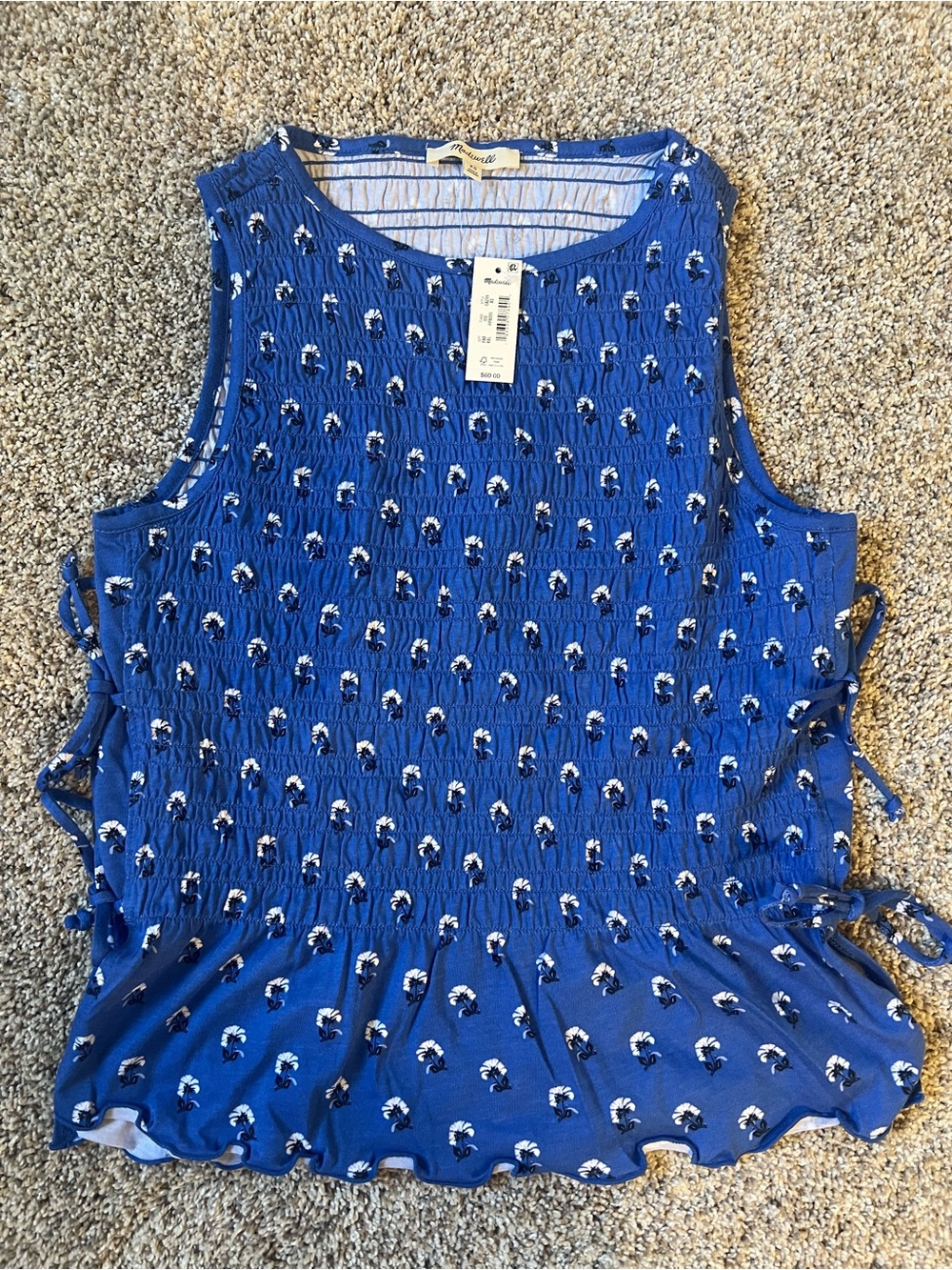Madewell Side-Tie Smocked Tank